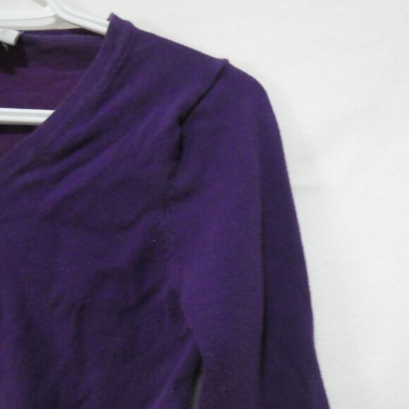 SUZY SHIER | xl - extra large | Stylish Purple V-Neck Sweater | Rolled Cuffs - Picture 5 of 16